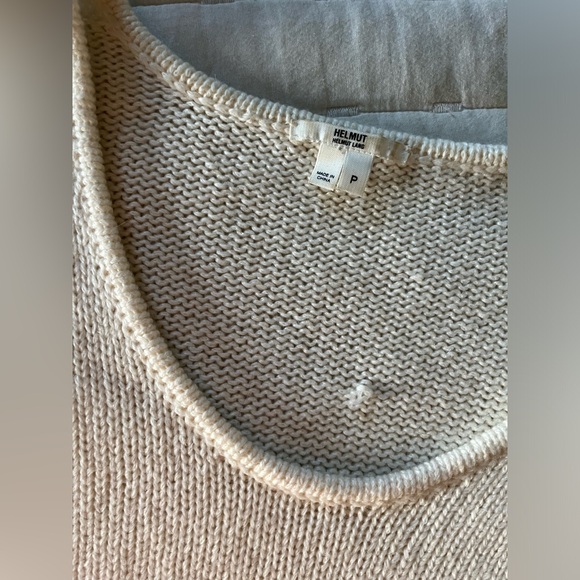 Helmut Lang Asymmetric Long Sleeve Ivory Knit Wool Blend Sweater size P - Picture 4 of 7